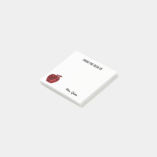 Van het bureau van leraar Red Sequin Apple Sparkle Post-it® Notes (Schuin)