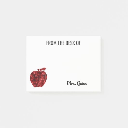 Van het bureau van leraar Red Sequin Apple Sparkle Post-it® Notes (Voorkant)