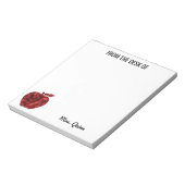 Van het bureau van leraar Rode Sequin Apple Simple Notitieblok (Linkerzijde)