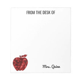 Van het bureau van leraar Rode Sequin Apple Simple Notitieblok