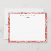 Van het bureau van levendige bloemenpatroon notitiekaartje (Voorkant)