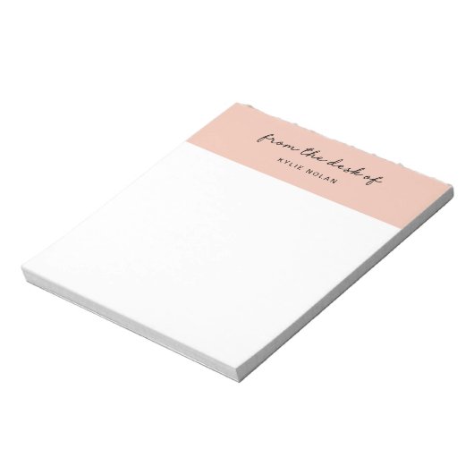 Van het bureau van Monogram Script Roze kleurblok Notitieblok (Linkerzijde)