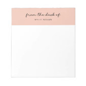 Van het bureau van Monogram Script Roze kleurblok Notitieblok (Voorkant)