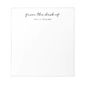 Van het bureau van Monogram Script Wit Notitieblok (Voorkant)