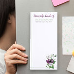 Van het bureau van NAAM Paarse Waterverf Floral Magnetisch Notitieblok<br><div class="desc">Personaliseer dit bloemenmagnetisch notitieblok met jouw naam. De sjabloon is ingesteld voor u om jouw namen en uw titel of afdeling toe te voegen (maar u kunt de laatste leeg laten als u liever alleen jouw namen hebt). Dit bloemenontwerp heeft paarse en witte waterverven met zacht groen en grijs gebladerte...</div>
