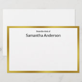 Van het bureau van Nep Goud Wit Zwart Jouw Naam Briefpapier (Voorkant / Achterkant)