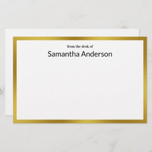 Van het bureau van Nep goud Wit Zwart Uw naam Briefpapier (Voorkant / Achterkant)