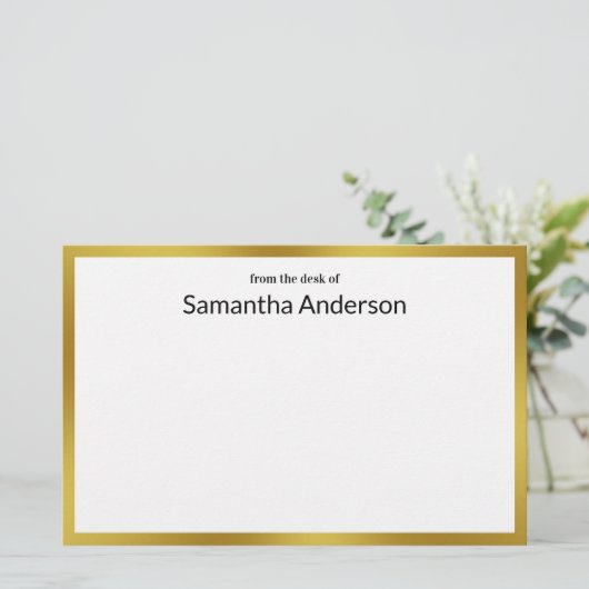 Van het bureau van Nep goud Wit Zwart Uw naam Briefpapier (Staand voorkant)