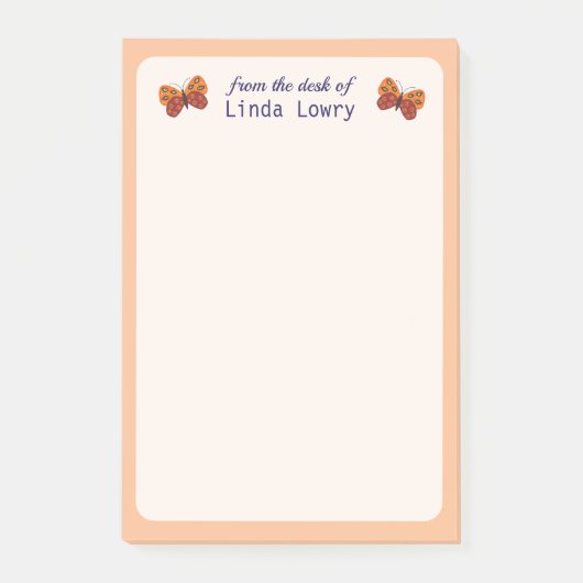 Van het bureau van Oranje vlinder Post-it® Notes (Voorkant)