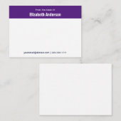 Van het bureau van Paarse en witte naam Telefoon E Notitiekaartje (Voorkant / Achterkant)