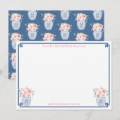 Van het bureau van Preppy Navy en Blush Roses Fees Bedankkaart (Voorkant / Achterkant)