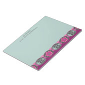 Van het bureau van Pretty Teal Floral Notitieblok (Schuin)