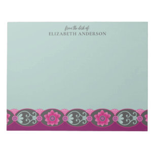 Van het bureau van Pretty Teal Floral Notitieblok