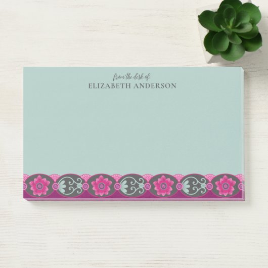 Van het bureau van Pretty Teal Floral Post-it® Notes (Kantoor)