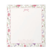 Van het bureau van, Roze boog, bloemige achtergron Notitieblok (Voorkant)