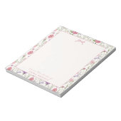 Van het bureau van, Roze lint, bloemige achtergron Notitieblok (Linkerzijde)