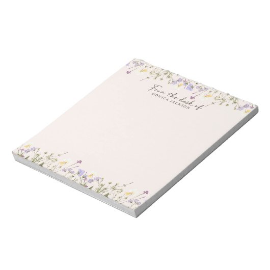 Van het bureau van rustieke wilde bloemen notitieblok (Linkerzijde)