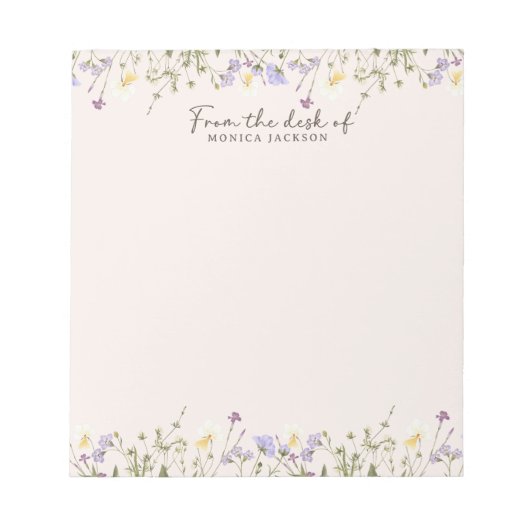 Van het bureau van rustieke wilde bloemen notitieblok (Voorkant)