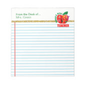 Van het bureau van 's werelds beste leraar op maat notitieblok (Voorkant)