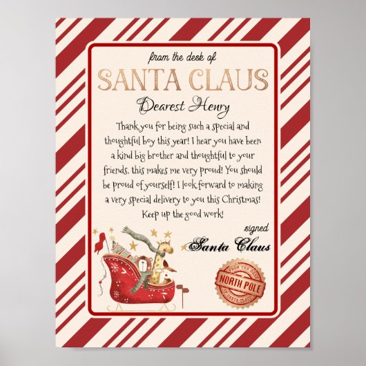 Van het bureau van Santa Claus Full Sled Letter Poster (Voorkant)