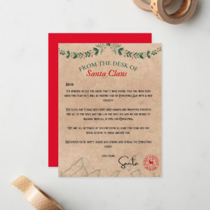 Van het bureau van Santa Claus Kraft Notitiekaartje