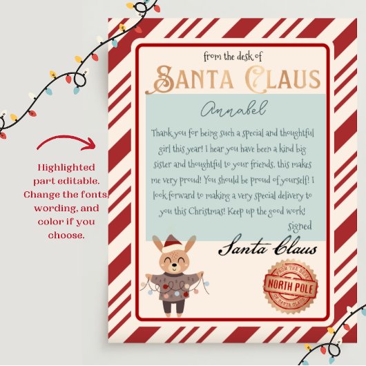Van het bureau van Santa Claus Rendier Santa Lette Poster