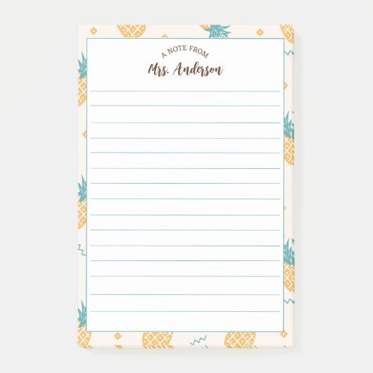 Van het bureau van Schattigee meisjesananasmotief Post-it® Notes (Voorkant)