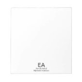 Van het bureau van White and Black Naam en monogra Notitieblok (Voorkant)