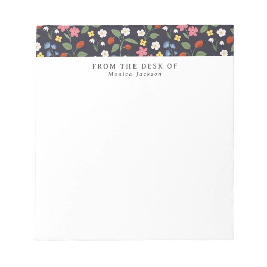 Van het bureau van wilde aardbei patroon Tearaway Notitieblok (Voorkant)