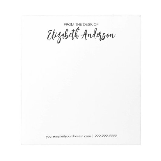 Van het bureau van zwart-wit Script Signature Notitieblok (Voorkant)
