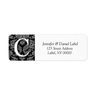 Van het damast van het Monogram het Adresetiket Etiket