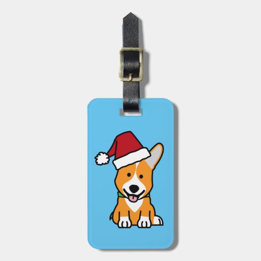 Van het de hondpuppy van Corgi pet van de Kerstman Bagagelabel (Voorkant verticaal)