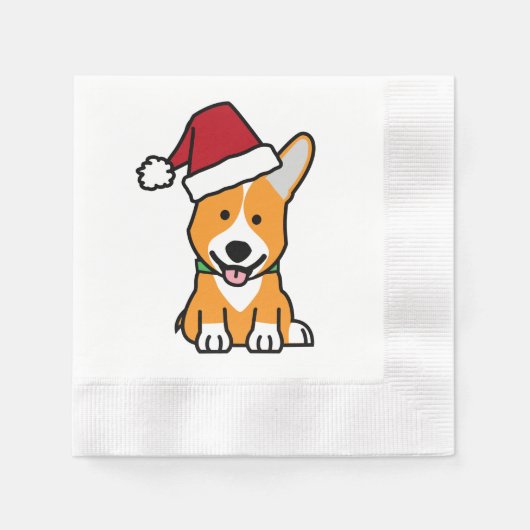 Van het de hondpuppy van Corgi pet van de Kerstman Servetten (Voorkant)