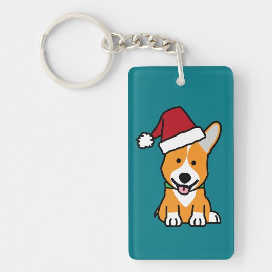 Van het de hondpuppy van Corgi pet van de Kerstman Sleutelhanger (Voorkant)