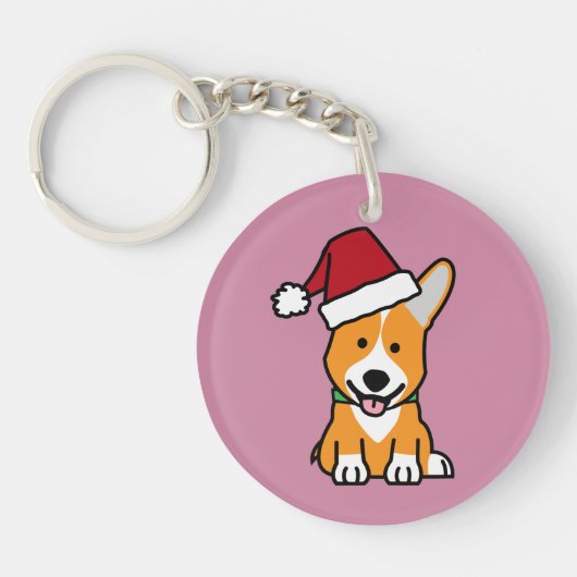 Van het de hondpuppy van Corgi pet van de Kerstman Sleutelhanger (Voorkant)