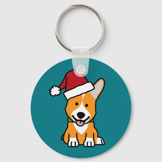 Van het de hondpuppy van Corgi pet van de Kerstman Sleutelhanger (Voorkant)