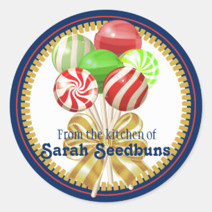 Van het de lollyssnoep van Kerstmis het gebakboog Ronde Sticker