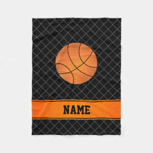 Van het de naambasketbal van de douane zwart fleece deken