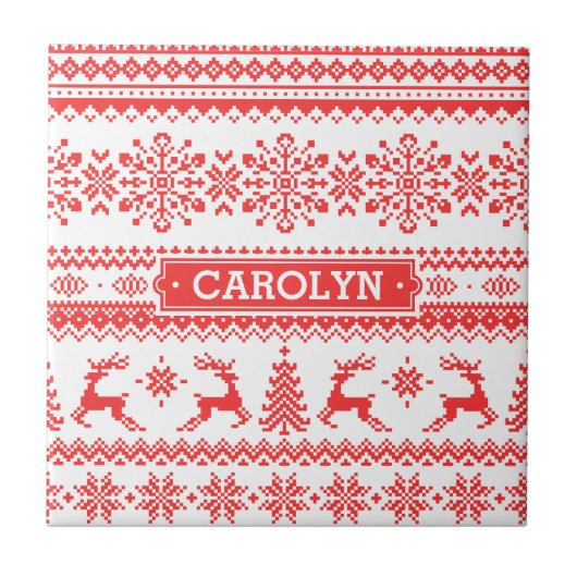 Van het de sweater rood eerlijk eiland van tegeltje (Voorkant)