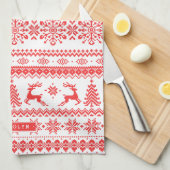 Van het de sweater rood eerlijk eiland van theedoek (Quarter Fold)