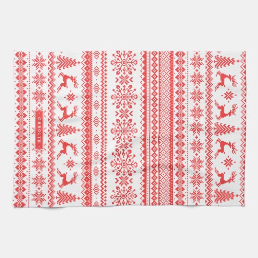 Van het de sweater rood eerlijk eiland van theedoek (Horizontaal)
