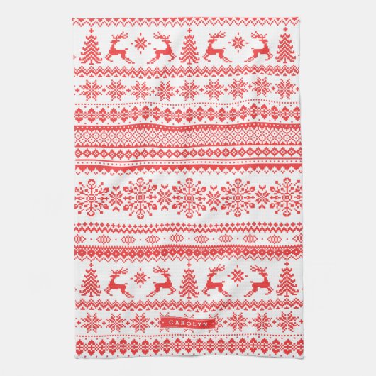 Van het de sweater rood eerlijk eiland van theedoek (Verticaal)