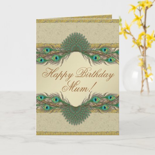 Van het de verenlijst van de pauw de kaart (Gele Bloem)