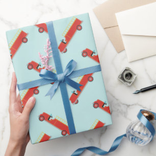 Van het de vrachtwagenpatroon van de brand de pret cadeaupapier
