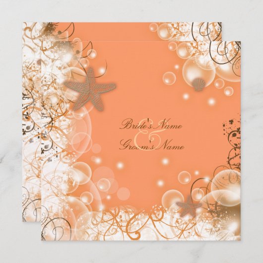 Van het het huwelijksthema ~ van het strand kaart (Voorkant / Achterkant)