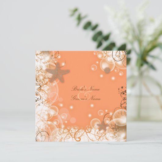 Van het het huwelijksthema ~ van het strand kaart (Staand voorkant)