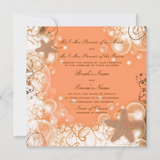 Van het het huwelijksthema ~ van het strand kaart (Achterkant)