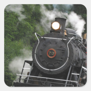 van het het spoorstation van de treinstoom het vierkante sticker