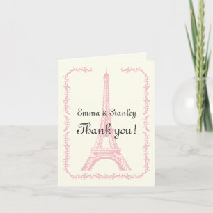 Van het huwelijks dankt het roze Eiffel van Parijs Bedankkaart