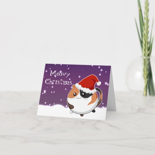Van het Kerstmiscalico van Kawaii het katkat Feestdagen Kaart (Voorkant)